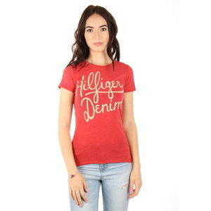 Tommy Hilfiger dámské červené tričko Basic